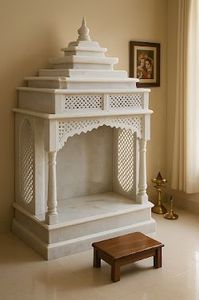Large Traditional Marble Temple Indoor Pooja <b>Mandir</b> with Custom Design Manufacturer India Makrana - Product Image 4
