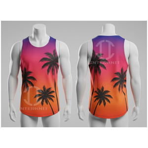 Men's Sublimation Printed Tank <b>Top</b> Crew Neck Quick Dry Sporty Vest 100% Cotton Knitted <b>Mesh</b> Solid Workout Shirt Anti-UV - Product Image 5