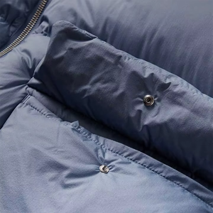 Veste d'hiver décontractée pour homme, bleue, à col montant, en duvet, avec fermeture éclair, épaisse, coupe ample, couleur unie - Product Image 4