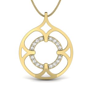 Yellow Gold Heart Pendant With Diamond Accent Round Brilliant Cut Women's Romantic Everyday Wear Jewelry - Product Image 3