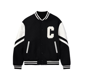 Chaqueta universitaria personalizada directamente de fábrica, chaqueta de béisbol con letras, chaqueta de lana y cuero de calidad superior para hombre, chaqueta de baloncesto - Product Image 1