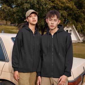 PIHA SPORTS Men's Casual Double Terry Fleece Hoodie Solid Color Warm Windproof Breathable Stylish <b>Zip</b> Pullover Polyester/Cotton - Product Image 4