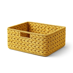 Eco Friendly Kachuripana Storage <b>Basket</b> Natural Water Hyacinth Woven Organizer Multifunction <b>Table</b> Top Boho Style Home Decor - Product Image 1