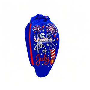 Serre-tête patriotique américain brodé à la main et perlé pour femmes, idéal pour la fête de l'Indépendance - Product Image 1