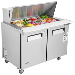 48\" Commercial Stainless Steel Refrigerator Sandwich Salad <b>Prep</b> <b>Table</b> 12.9 Cu. Ft. Commercial <b>Kitchen</b> Refrigeration Equipment - Product Image 1