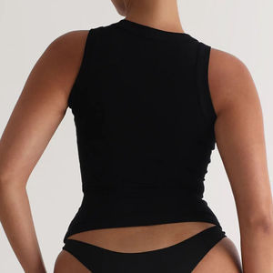 Débardeur côtelé moulant sexy de haute qualité pour femme, sans manches, couleur unie, tricoté, décontracté, respirant, séchage rapide, pour l'été - Product Image 5