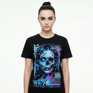 Camiseta Gráfica Personalizada de Algodón Pesado con Diseño de Esqueleto de Reina Victoriana Vintage, Estilo Gótico Urbano para Mujer - Product Image 6