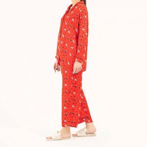 Ensemble de pyjama en coton élégant pour femmes, vêtements de nuit en deux pièces, vêtements de détente, design élégant, manches longues, confortable, logo personnalisé, OEM, vente en gros - Product Image 5