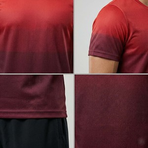 Custom Blank <b>Red</b> Gradient Soccer Jersey Men's Ombre Short Sleeve Crew Neck Football Training Shirt - Product Image 4