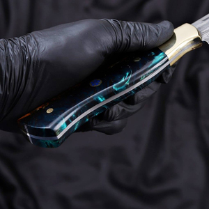 มีดอเนกประสงค์เหล็กดามัสกัสคุณภาพสูงแบบ DIY ด้ามเรซิ่น สำหรับหั่นแฮม เนื้อวัว ขนมปัง อย่างแม่นยำ - Product Image 3