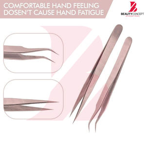 Pinzas para extensiones de pestañas, punta curva, herramientas de belleza de acero inoxidable de alta precisión para maquillaje - Product Image 6