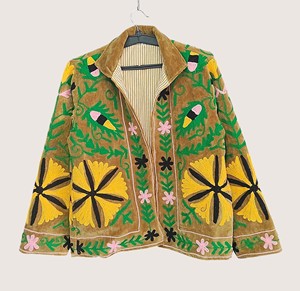 Veste décontractée d'automne pour femme grande taille, col rond, manches longues, en coton brodé motif Suzani, style bohème et écologique - Product Image 3