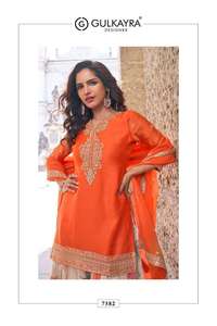 Designer Party Wear Bridal Wear Embroidery Work Chinon Silk <b>Top</b> With Digital Printed Plazzo And Dupatta Stitched Readymade Set - Product Image 5