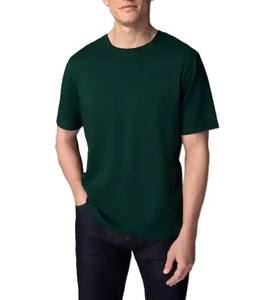 T-shirt de fitness vert pour homme, mélange coton et polyester, coupe décontractée, séchage rapide, jersey doux, manches courtes, col côtelé, tee-shirt de sport - Product Image 2