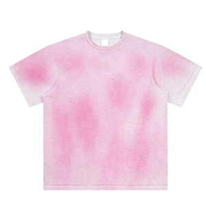 Camiseta de Manga Corta para Hombre, Cuello Redondo, Tejido de Punto, Corte Regular, Diseño Estampado Rosa Informal - Product Image 1