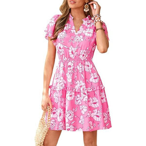 Vestido elegante de verano para mujer, ropa de playa holgada con estampado tropical, conjunto ligero para vacaciones en la playa - Product Image 1