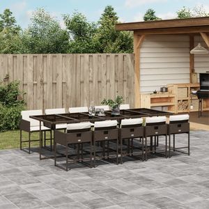 Ensemble de salle à manger de jardin marron, noir et blanc crème - Product Image 1