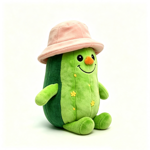 Peluche de pepino personalizado con gorro de pescador rosa, peluche de pepino con brazos y piernas, juguete de peluche de pepino, animal de peluche de pepino - Product Image 4