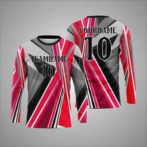 Maillot de sport personnalisé à manches longues en polyester 100% avec sublimation, impression du nom et du numéro de l'équipe sur le devant, séchage rapide - Product Image 1