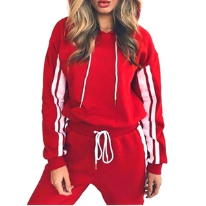 ชุดวอร์มแบบสวมศีรษะสำหรับผู้หญิง,ชุดวอร์มฝึกซ้อมวิ่งสีแดงลายทางสีขาวโลโก้ได้ตามต้องการปี2022 - Product Image 6