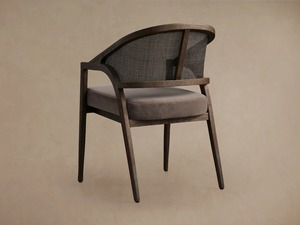 Silla de Comedor Premium con Brazos de Madera de Teca Sólida y Respaldo con Detalles de Ratán – Asiento Acolchado Confortable para Hoteles y Comedores de Lujo - Product Image 3