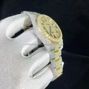 Reloj de pulsera de cuarzo de acero inoxidable de 41mm para hombre de alta calidad VVS1 Moissanite ventana de vidrio estilo antiguo analógico de lujo Hip Hop - Product Image 5