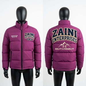 เสื้อแจ็คเก็ตพัฟเฟอร์ลำลองสำหรับผู้ชาย ZAINI ZE-002 รุ่นพรีเมียม 220 GSM ผ้าโพลีเอสเตอร์พองจี สีเขียวเข้มลายพราง แบบมีฮู้ด กันน้ำ - Product Image 1