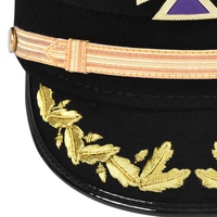 Casquette de Fatigue du Grand Commandeur des Chevaliers Templiers, avec Croix Métallique Violette et Tresse, Régalia Maçonnique, Chapeau de Commanderie Cérémonielle