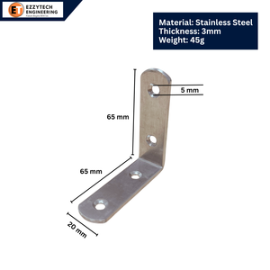 Support de fixation moderne en acier inoxydable courbé sur mesure 65x65x20, épaisseur 3mm, pour tables et armoires de cuisine, salle à manger, salon, chambre - Product Image 1