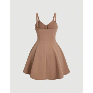 Vestido mini estilo Milkmaid sin mangas con cordones frontales, vestido mini tipo corsé o vestido acampanado con busto fruncido y cordones. - Product Image 1