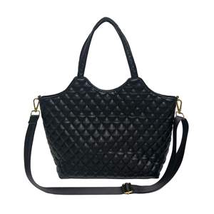 Black Casual Fashion Quilted Genuine Leather Tote Bag Large Capacity Shoulder Two Handle Open <b>Top</b> Daily Commuting Halloween - Product Image 6