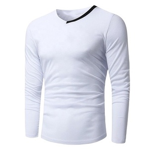 Camisetas con cuello en V personalizadas para hombres con mangas completas Material de poliéster/algodón profesional Ropa hecha - Product Image 4