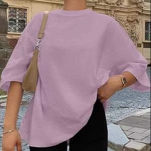 Oversized Loose Crew Neck Tshirt Breathable Eco-Friendly Fabric Anti-UV Print Summer <b>Tunic</b> for Workout Gym Casual Home Wear - Product Image 1