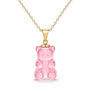 Colorful Epoxy Resin Gummy <b>Bear</b> Necklace with Link Chain Translucent Acrylic Animal Choker for Daily Wear - Product Image 1