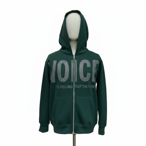 Sudadera con capucha personalizada para hombre, de invierno y otoño, gruesa, con logotipo de diamantes de imitación, 100% algodón polar, en varios colores, al por mayor. - Product Image 5