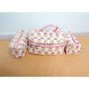 New Arrival Wholesale Handcrafted Striped Eco-Friendly Pure Cotton Vanity Set Traveling Makeup Bag Cosmetic Organizer - Product Image 2