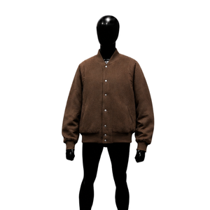 Chaqueta Casual Marrón Estilo Universitario para Hombre, Urbana, con Relleno Grueso de Poliéster, Cuello Camisero, Manga Regular - Product Image 1
