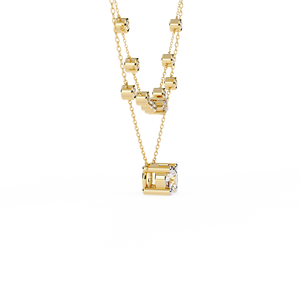 Collar de Joyería de Oro Amarillo de 10k, 14k y 18k con Diamantes en Capas, con un Brillante Colgante Solitario de Corte Redondo y Cadena con Engaste de Bisel - Product Image 3