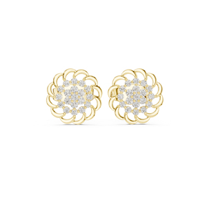 Pendientes de Oro Blanco de 14K con Diamantes Cultivados en Laboratorio, Redondos, para Uso Diario, para Mujer |   Diamante Cultivado Nuevo - Product Image 2