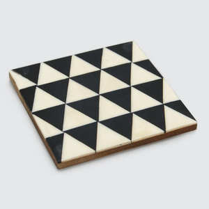 Bone Inlay Coaster Stylish Coasters <b>Table</b> <b>Protectors</b> for Hot/Cold Drinks Black White Triangular Pattern Non-Slip Coaster - Product Image 1