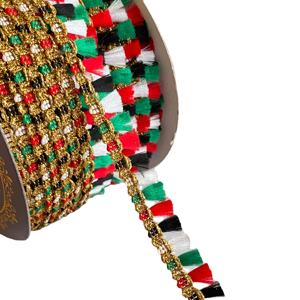 Dentelle en polyester à quatre couleurs avec pompons, accessoires de vêtements de style ethnique - Product Image 1