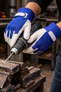Gants de sécurité industriels en cuir avec paume en tissu pour travaux de perçage, outils électriques, atelier, construction, fabricant OEM - Product Image 2