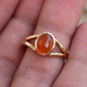 Bague en cornaline plaquée or, bague artisanale mignonne en pierres précieuses, bijoux minimalistes pour filles - Product Image 4