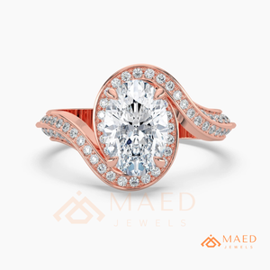 แหวนหมั้นทรงวงรีประดับมอยส์ซาไนต์ 14K โรสโกลด์ ของขวัญเครื่องประดับเจ้าสาวสุดหรูสำหรับผู้หญิง เทรนด์อเมริกา - Product Image 5