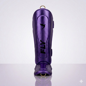Protège-tibias Fly Purple en PU avec logo en relief, fermeture à boucle, légers, pour adultes, protection des jambes pour le sport - Product Image 6