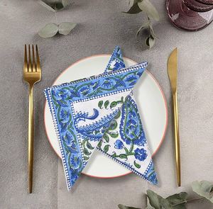 Servilletas Modernas Boho Indias Hechas a Mano con Estampado Personalizado en Algodón y Lino Lavables para Bodas, Restaurantes y Eventos - Product Image 5