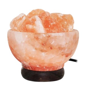 Lampe de sel de l'Himalaya en matériau organique, thème floral, sculptée à l'effet naturel, bol rond, décoration d'intérieur - Product Image 6