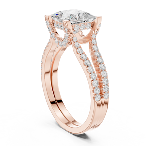 Anillo de Compromiso de Diamantes con Corte Princesa para Mujer, Oro Sólido de 14K, Engaste Pavé, Estilo Clásico - Product Image 6