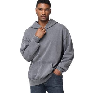 Sweat-shirt oversize homme effet délavé, streetwear, décontracté, pour la gym, lourd, pull-over, hiver - Product Image 2
