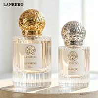 Flacon de parfum vide rond personnalisé 30ml 50ml 100ml, flacon de parfum en verre transparent côtelé de luxe avec bouchon en plastique doré